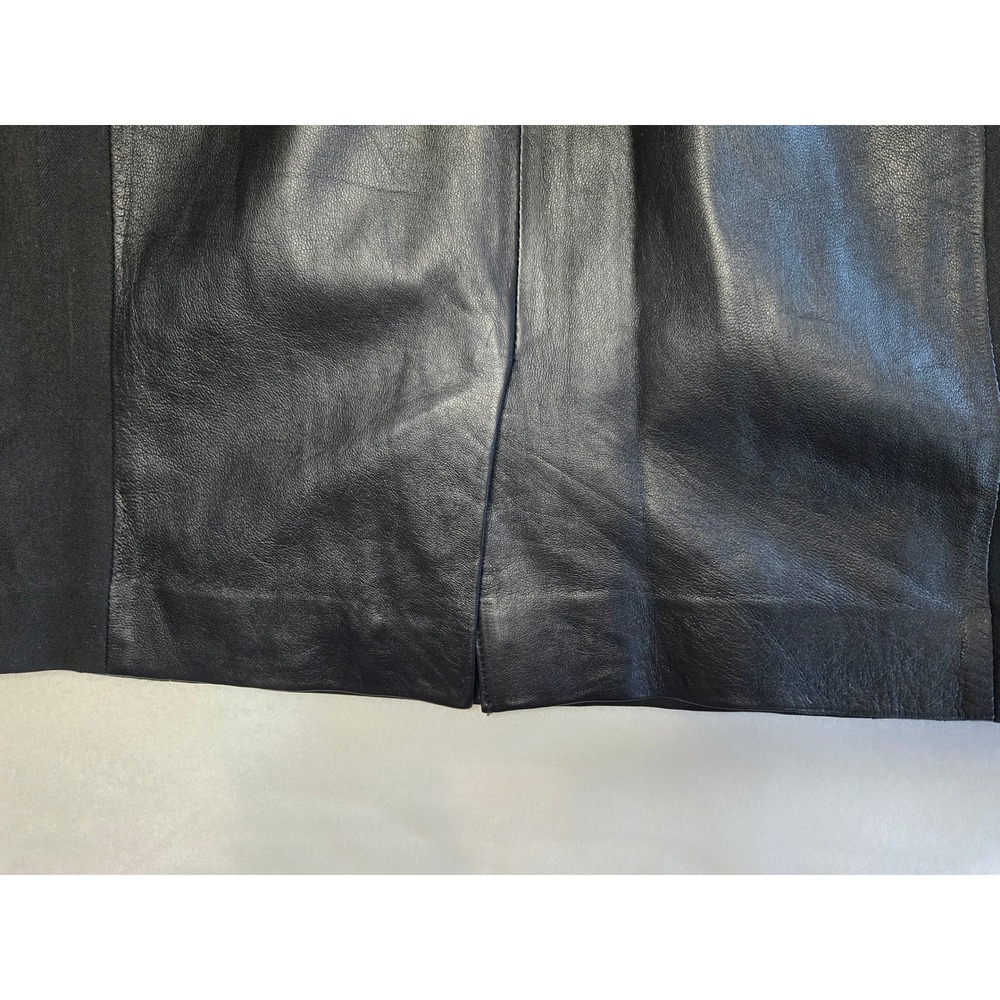 Banana Republic Womens Black Leather Front Ponte Sheath Dress V-Neck Size 12 - Picture 8 of 10
